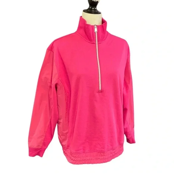 Athleta (Spring 2023) Triumph Hybrid Half Zip Sweatshirt Salvia Pink Small